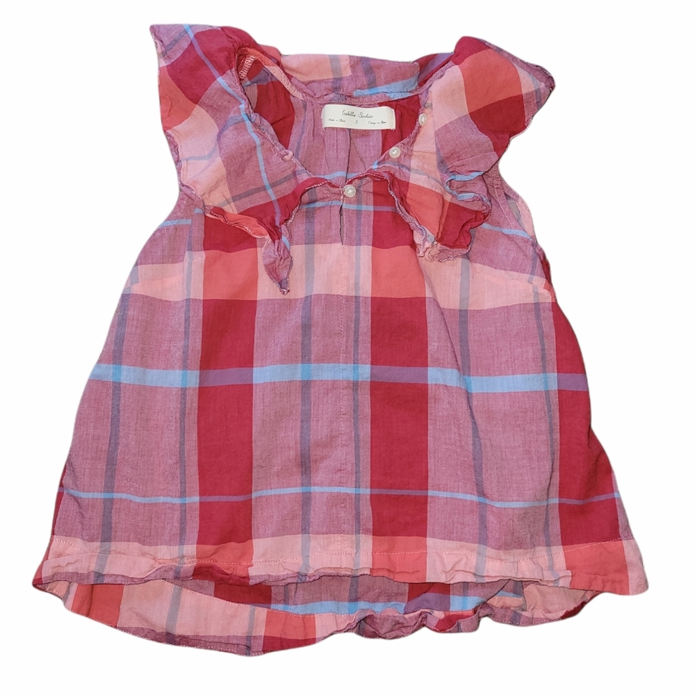 Isabella Sinclair ANTHROPOLOGIE Plaid Ruffle Top sz S